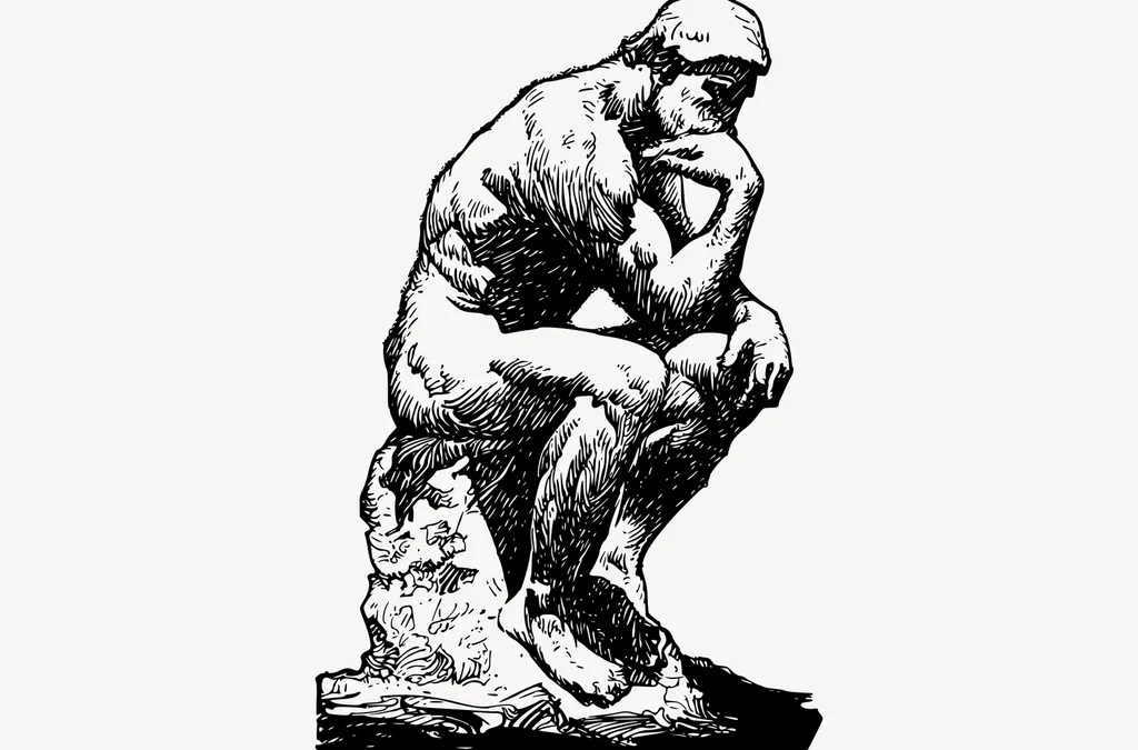 Thinking man statue drawing clipart