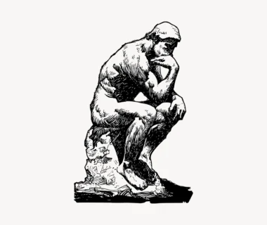 Thinking man statue drawing clipart