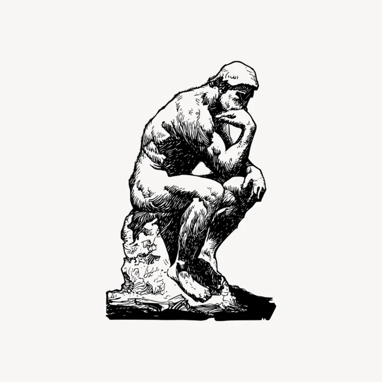 Thinking man statue drawing clipart