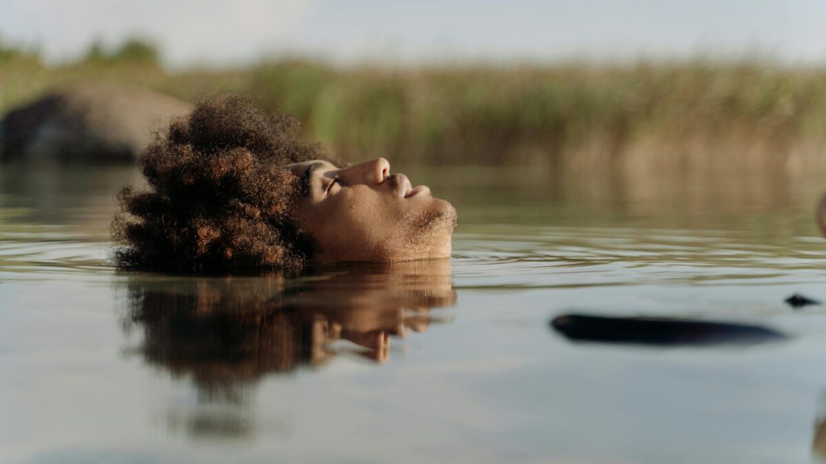 close up shot of a man in the water