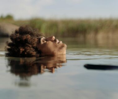 close up shot of a man in the water