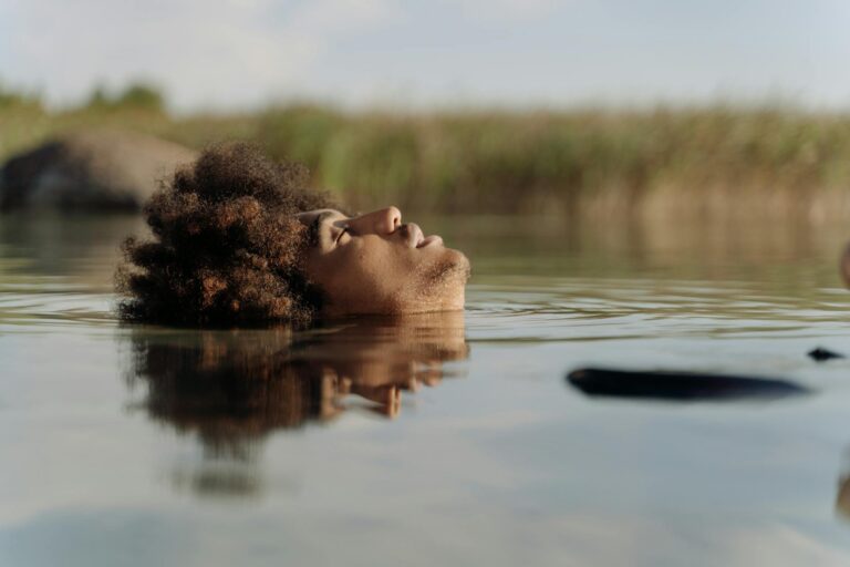 close up shot of a man in the water